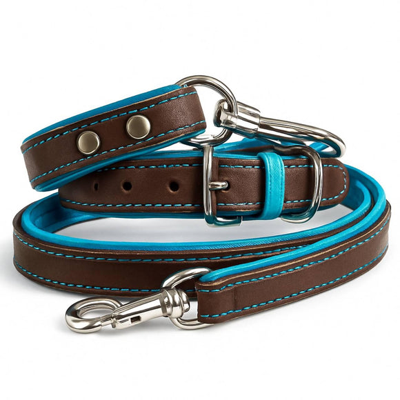 Jet Line set in Dark Brown Leather & Turquoise