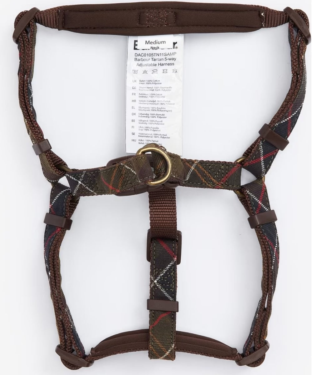 Barbour - Adjustable 5 ways tartan harness for dogs