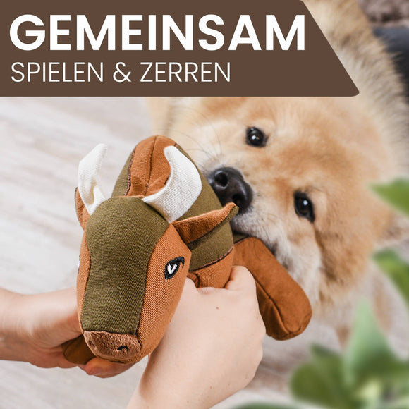 Ne&no® Robustes Hundespielzeug mit Pfeife - Büffel Billie  