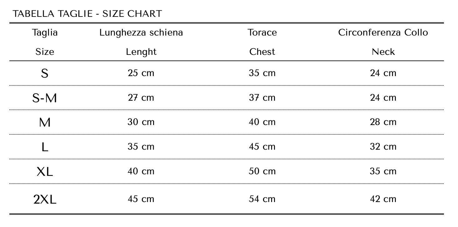 Guida alle taglie PetBoutique