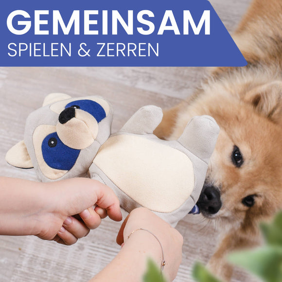 Ne&no® Robustes Hundespielzeug mit Quietscher - Waschbär Wally