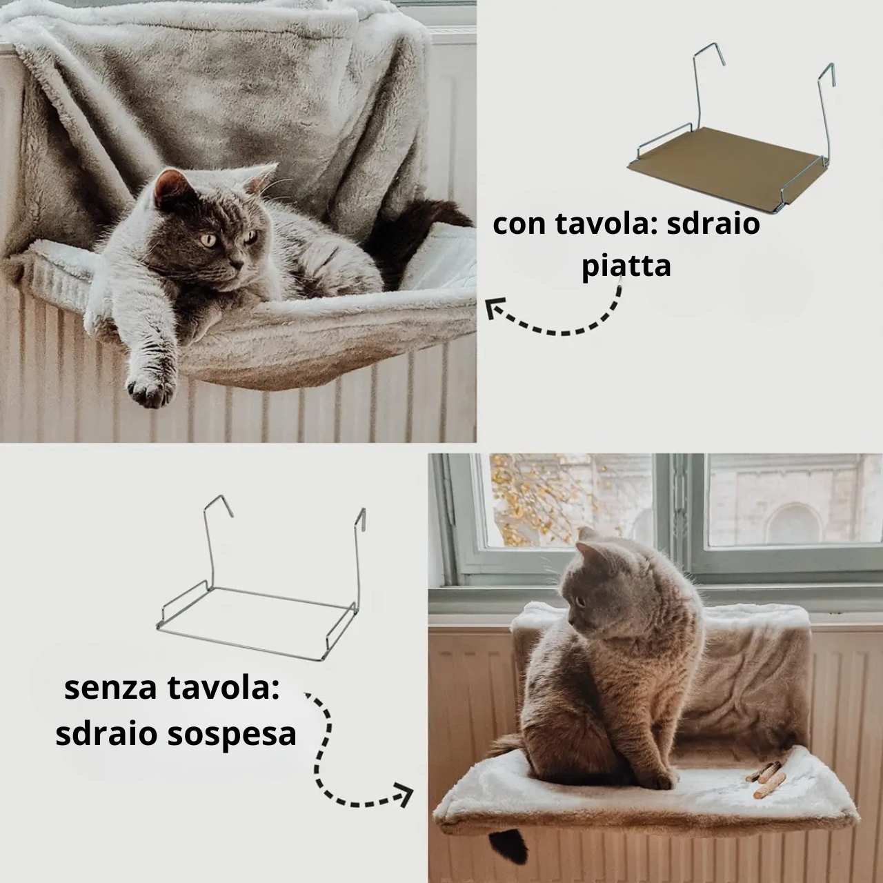 Ne&No - lettino per gatti da termosifone - regolabile