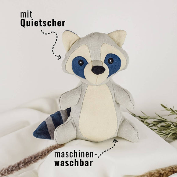 Ne&no® Robustes Hundespielzeug mit Quietscher - Waschbär Wally