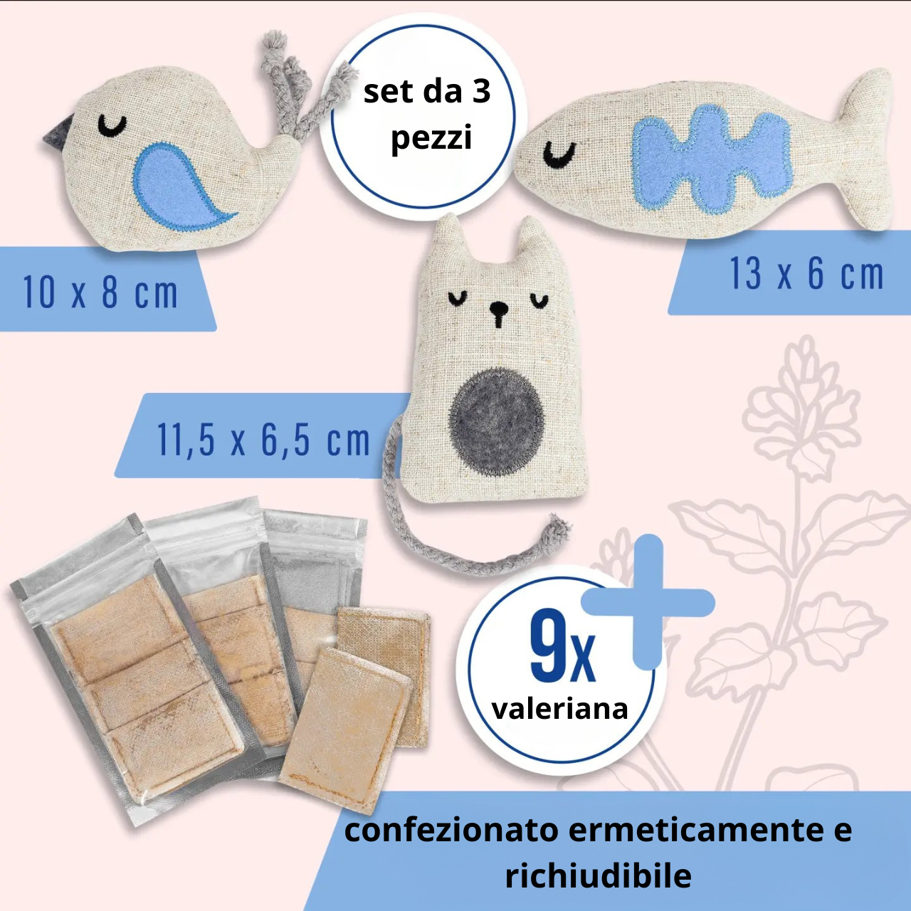 Ne&No - Giocattolo per gatti  Set 3 pupazzetti