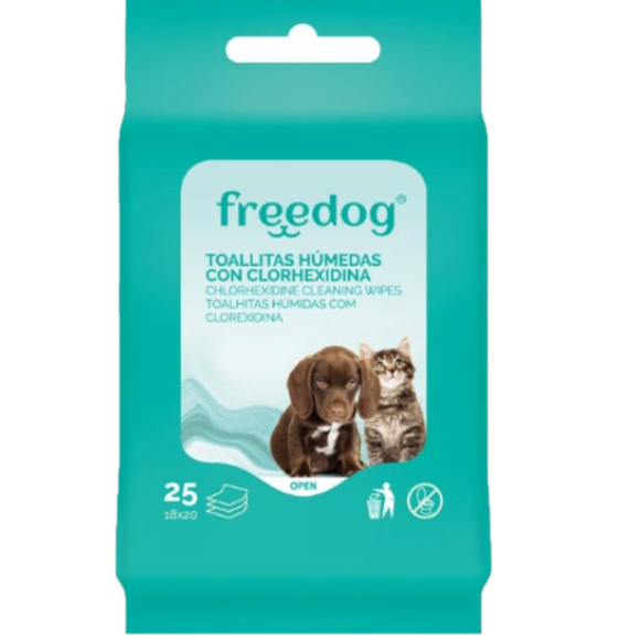 Free Dog - Salviette detergenti Clorexidina - 25 pz