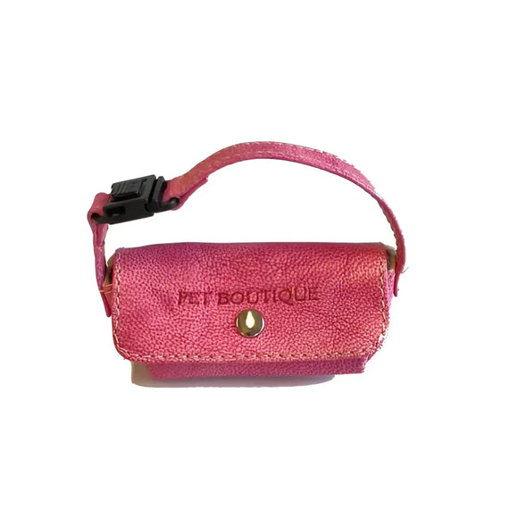 Dispenser sacchetti igienici in cuoio - Rosa - Sacchetti Igienici