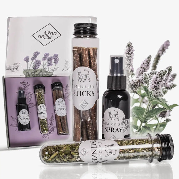 Ne&No®Set de 3 Hierbas para Gatos - Paquete de Regalo Elegante