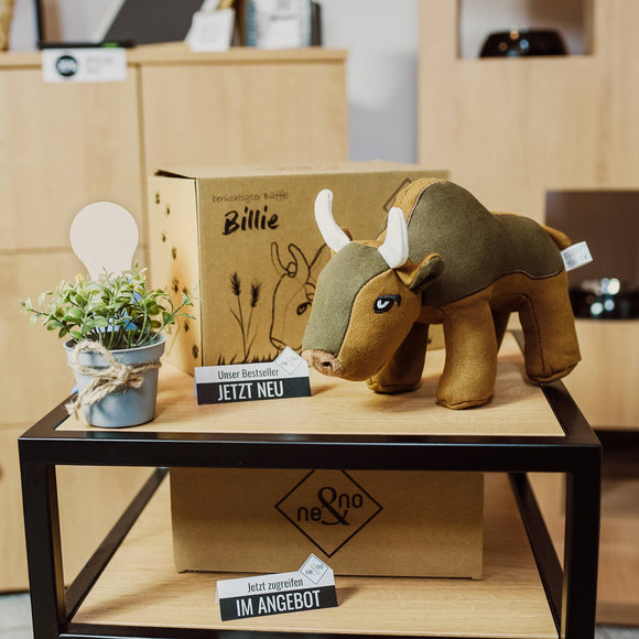 Ne&no® Robustes Hundespielzeug mit Pfeife - Büffel Billie  