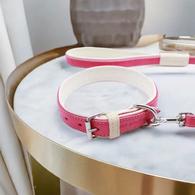 Jet Line set in Pelle Fragola & Neve - Guinzagli