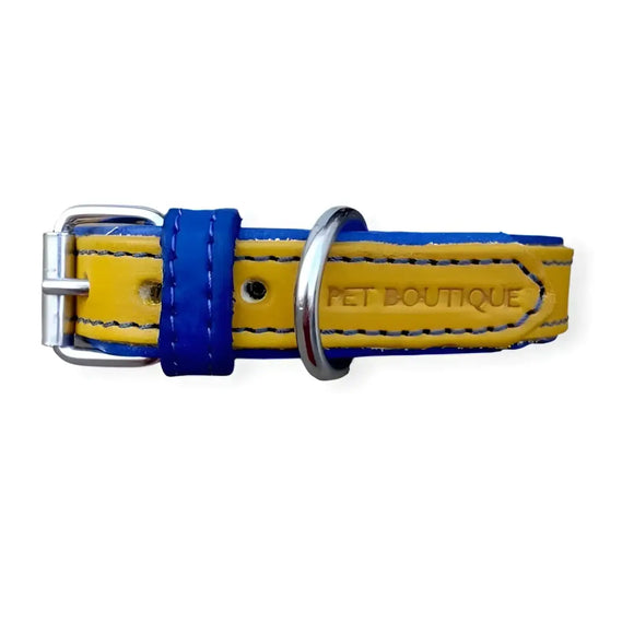 Jet Line Set in Pelle Senape & Blu elettrico - Guinzagli