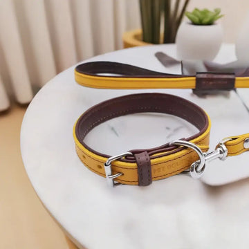 Jet Line set in Pelle Senape & Testa di moro - Guinzagli