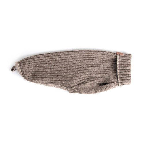 Dove Grey Ribbed Dog Sweater - 0