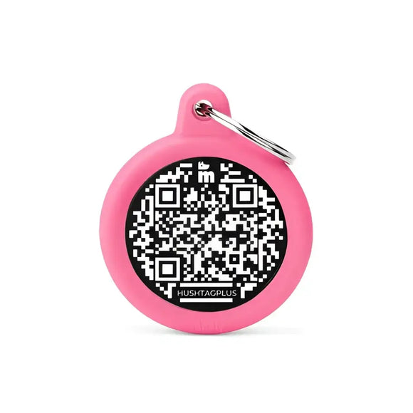 Medaglietta Hushtag Plus Cerchio - Nero Gomma Rosa - Medagliette