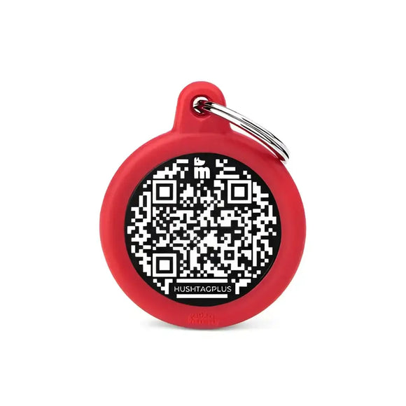 Medaglietta Hushtag Plus Cerchio - Nero Gomma Rossa - Medagliette