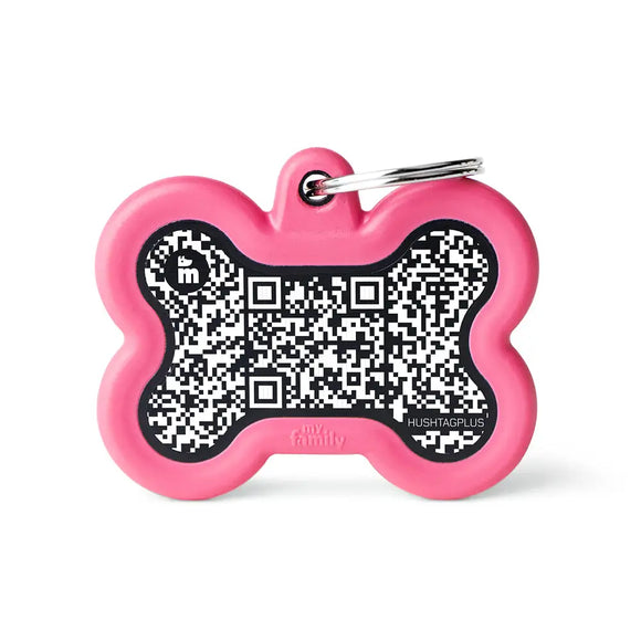 Medaglietta Hushtag Plus Osso - Nero Gomma Rosa - Medagliette