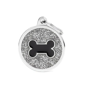 Medaglietta Shine Cerchio con osso - Grigio/Osso nero / L - Medagliette