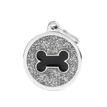 Medaglietta Shine Cerchio con osso - Grigio/Osso nero / L - Medagliette