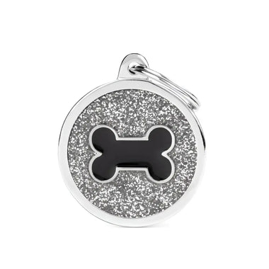 Medaglietta Shine Cerchio con osso - Grigio/Osso nero / L - Medagliette