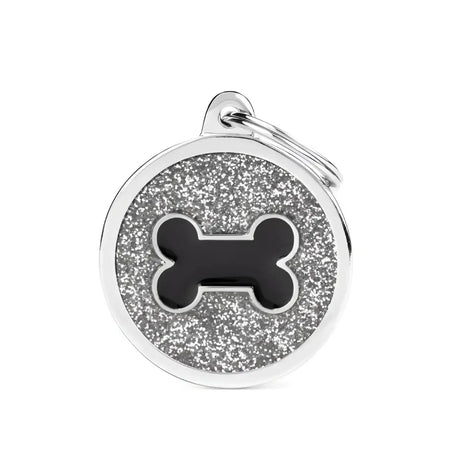 Medaglietta Shine Cerchio con osso - Grigio/Osso nero / L - Medagliette