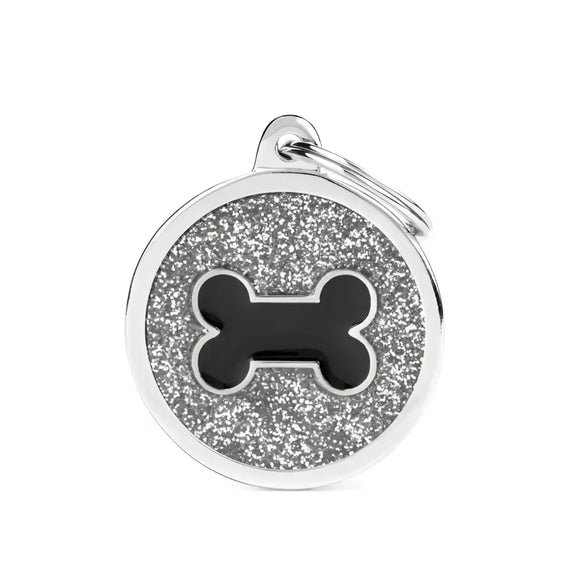 Medaglietta Shine Cerchio con osso - Grigio/Osso nero / L - Medagliette