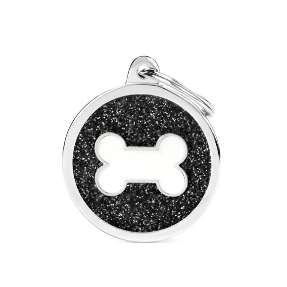 Medaglietta Shine Cerchio con osso - Nero/osso Bianco / L - Medagliette