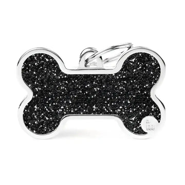 Medaglietta Shine Osso Glitter XL - Nero / Medagliette
