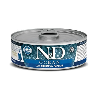 N&D CAT OCEAN Tonno Merluzzo Gamberetti e Zucca Kitten - 70 Gr - Super Premium