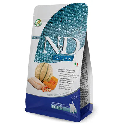 N&D Ocean Cat Merluzzo Gamberetto Zucca e Melone Kitten - 1,5 Kg - Super Premium