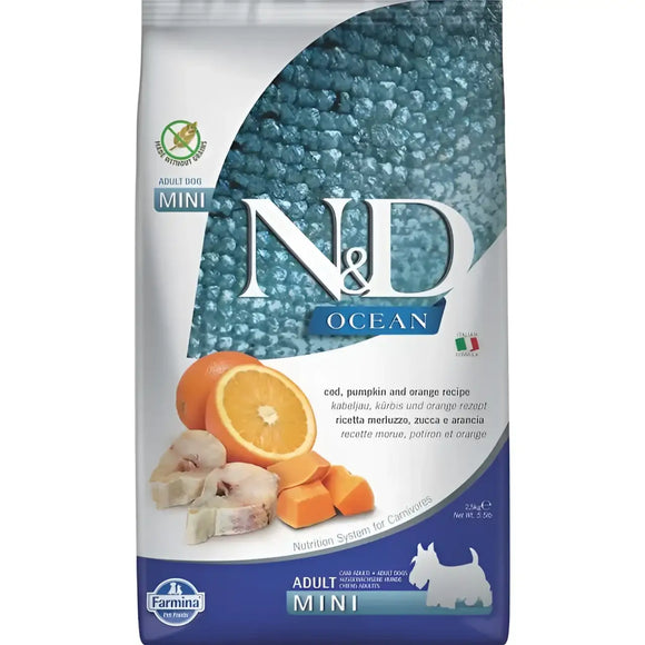 N&D Ocean Dog Merluzzo Zucca e Arancia Mini - 2,5 Kg - Super Premium