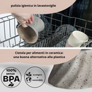 Ne&No - cuenco elevado de cerámica para gatos efecto piedra-4