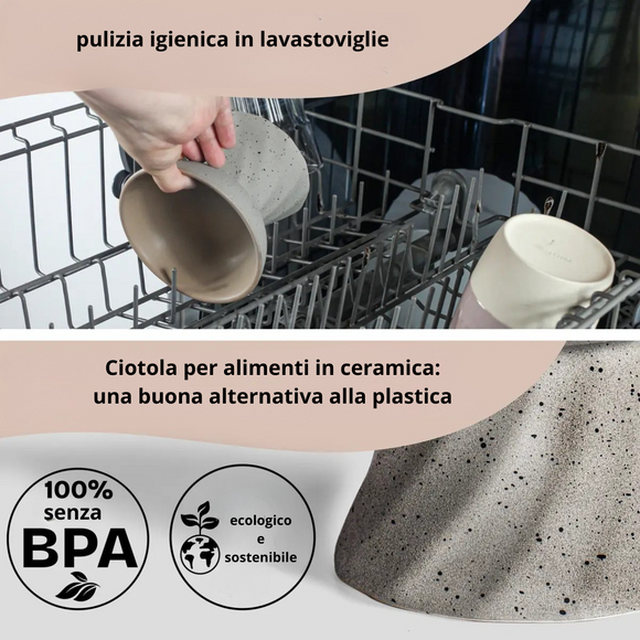 Ne&No - cuenco elevado de cerámica para gatos efecto piedra