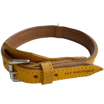 Pet Boutique - Elegant Collare in cuoio - Senape / XS - Collari
