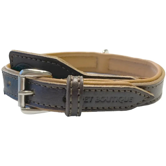 Pet Boutique - Elegant Collare in cuoio - Testa di Moro / XS - Collari
