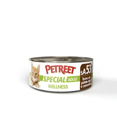 PETREET Wellness Cat sA53 Tonno Patate Dolci Camomilla - 70 Gr - Super Premium