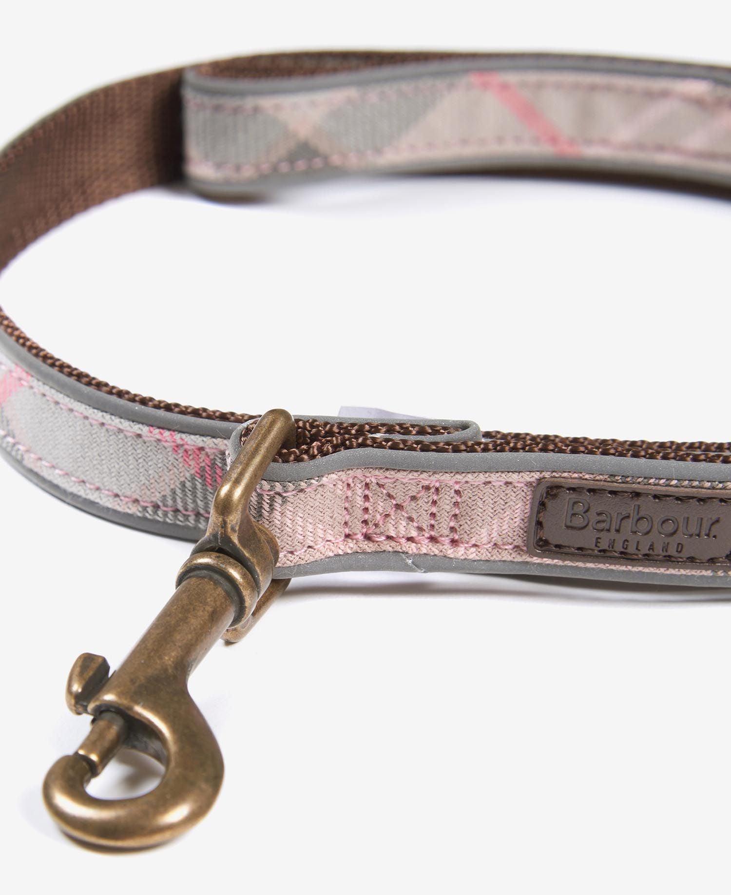 Barbour - Taupe Pink Tartan Reflective Dog Leash