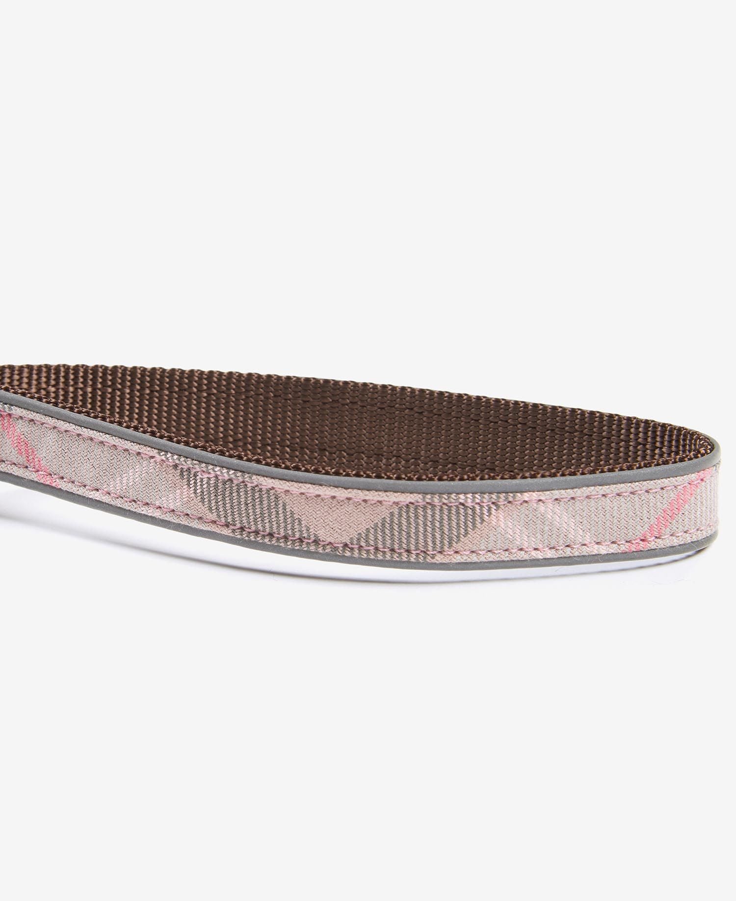 Barbour - Taupe Pink Tartan Reflective Dog Leash