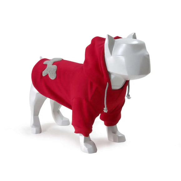United Pets - Felpa con cappuccio Bull Rosso e Grigio - 26 cm - Maglioncini