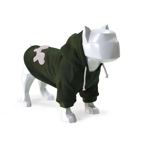 United Pets - Felpa con cappuccio Bull Verde e Grigio - 26 cm - Maglioncini