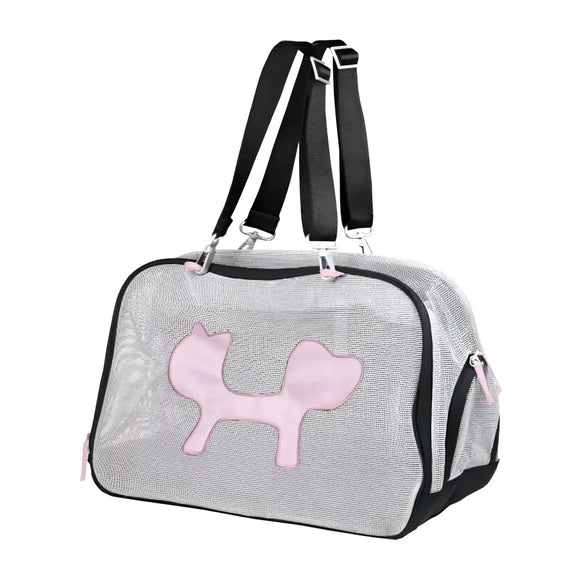 United Pets Mesh Bag - Trasportino per Cani - Nero/Rosa - Trasportini