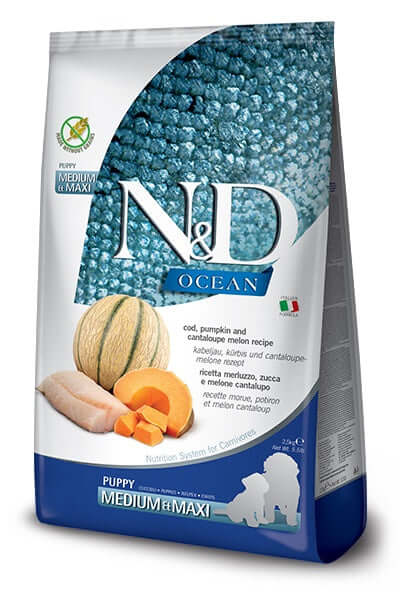 Pet Boutique - N&D Ocean Dog Merluzzo, Zucca e Melone puppy Medium/Maxi