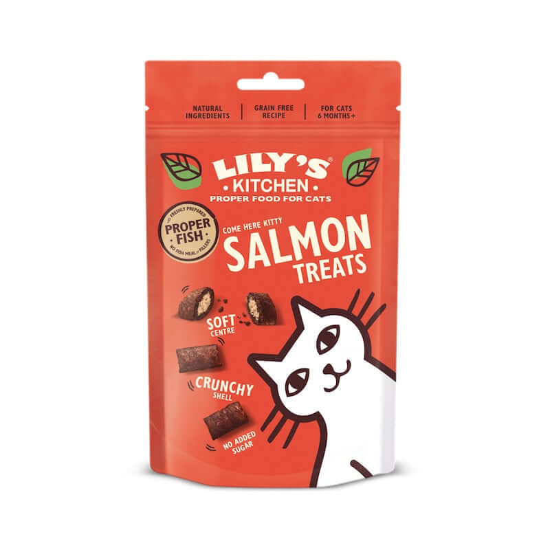 Pet Boutique - Lily's Kitchen - Salmon Treats for Cats 60g- Snack al salmone croccante fuori morbido dentro
